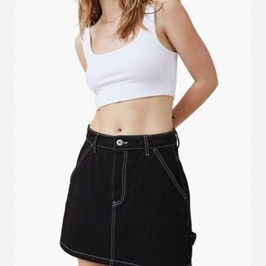 Cotton-on Cargo Y2K Women's Black Mini Denim Skirt Size 4